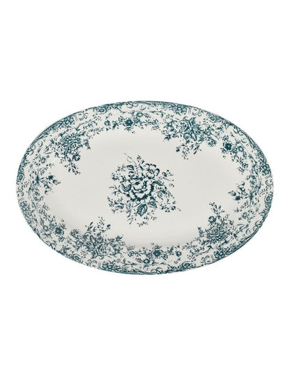 Rosetta Oval Platter 37x25cm Gift Boxed in Antique Blue