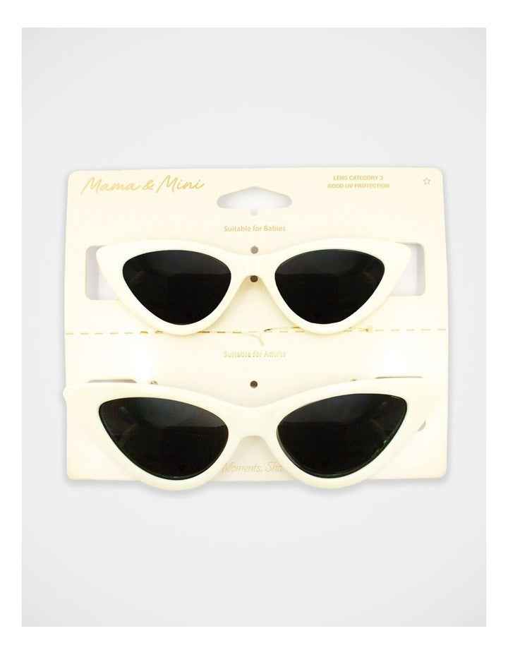Mamma And Mini Cat Eyes Sunglass Set in Cream