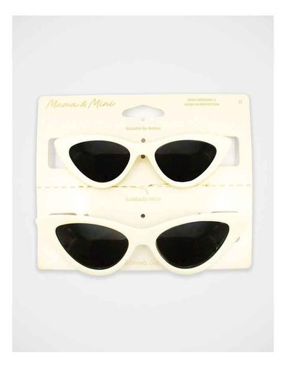 Mamma And Mini Cat Eyes Sunglass Set in Cream