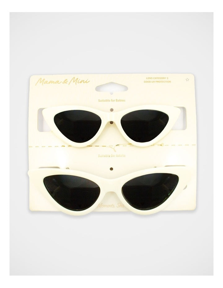 Mamma And Mini Cat Eyes Sunglass Set in Cream