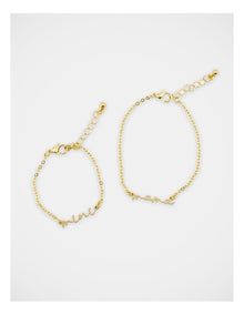 Mamma And Mini Script Bracelet Set in Gold