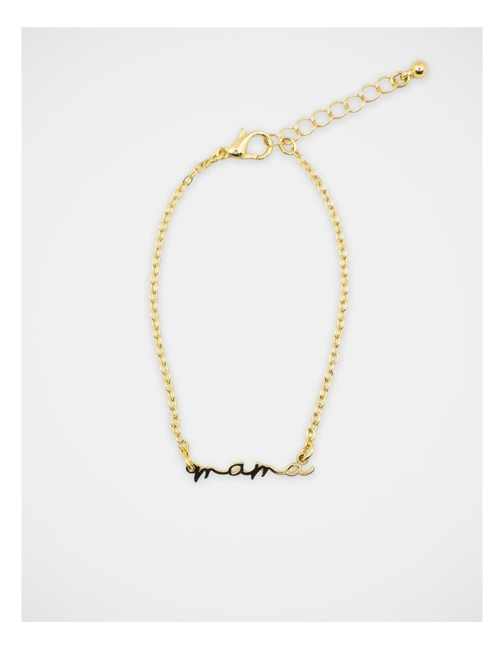 Mamma And Mini Script Bracelet Set in Gold