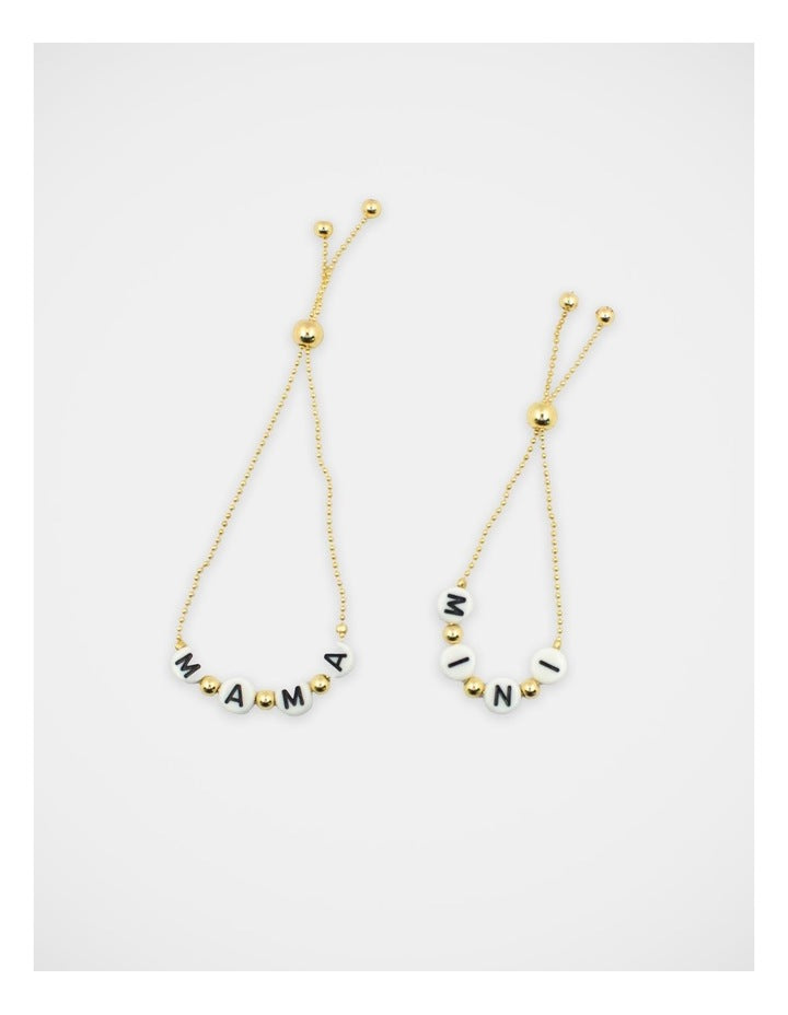 Mamma And Mini Toggle Bracelet Set in Gold