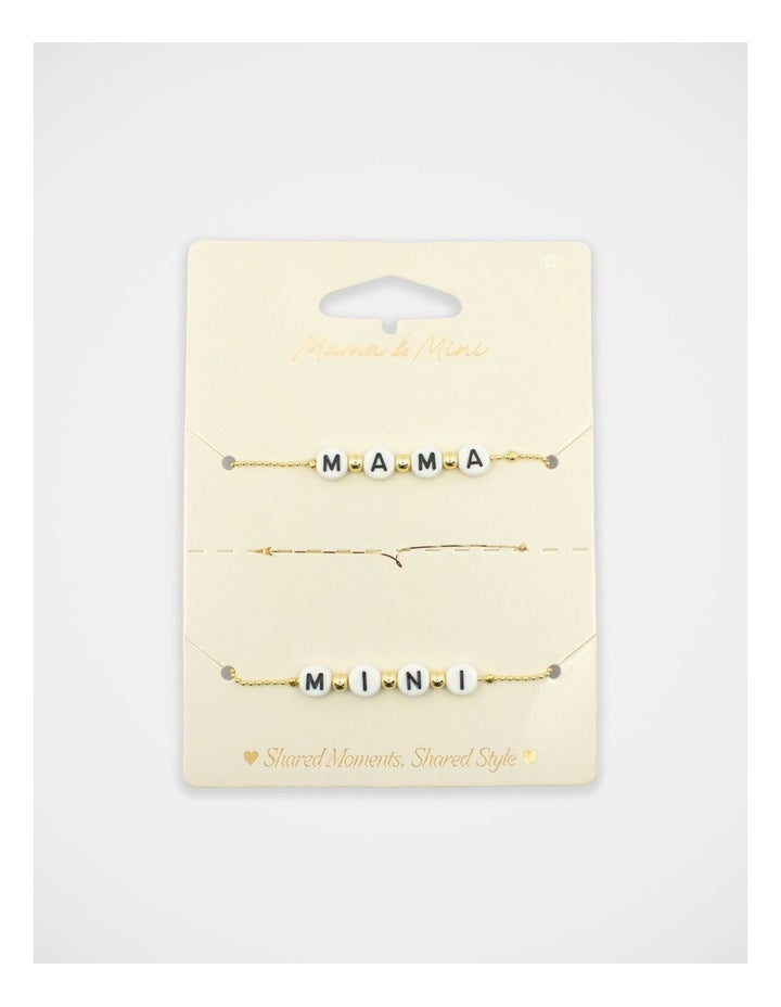 Mamma And Mini Toggle Bracelet Set in Gold