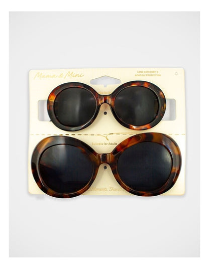 Mamma And Mini Oval Sunglass Set in Brown
