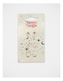 Christmas Huggie Earrings 3 Pack in Multi