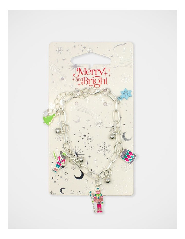 Christmas Nutcracker Charm Bracelet in Silver