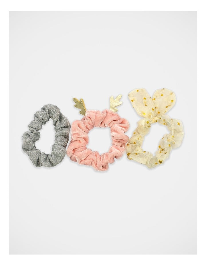 Christmas My Reindeer Scrunchie 3 Pack in Multi