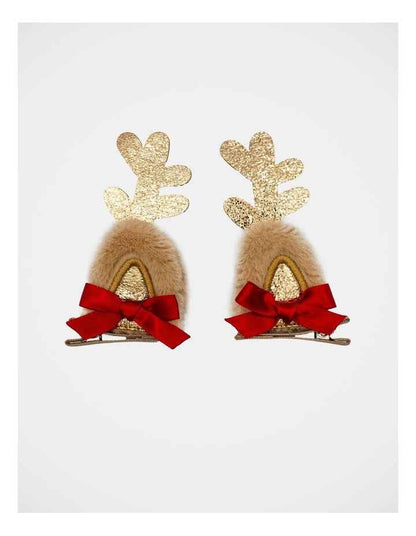 Christmas My Reindeer Ear Hair Clips in Multi