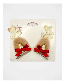 Christmas My Reindeer Ear Hair Clips in Multi