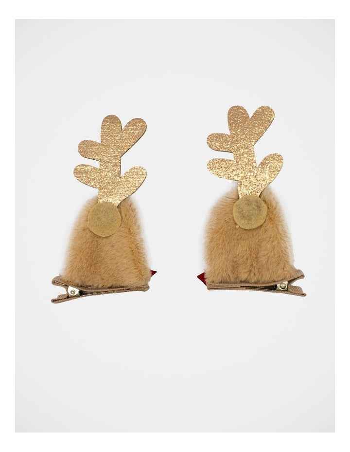 Christmas My Reindeer Ear Hair Clips in Multi