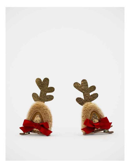 Christmas My Reindeer Ear Hair Clips in Multi
