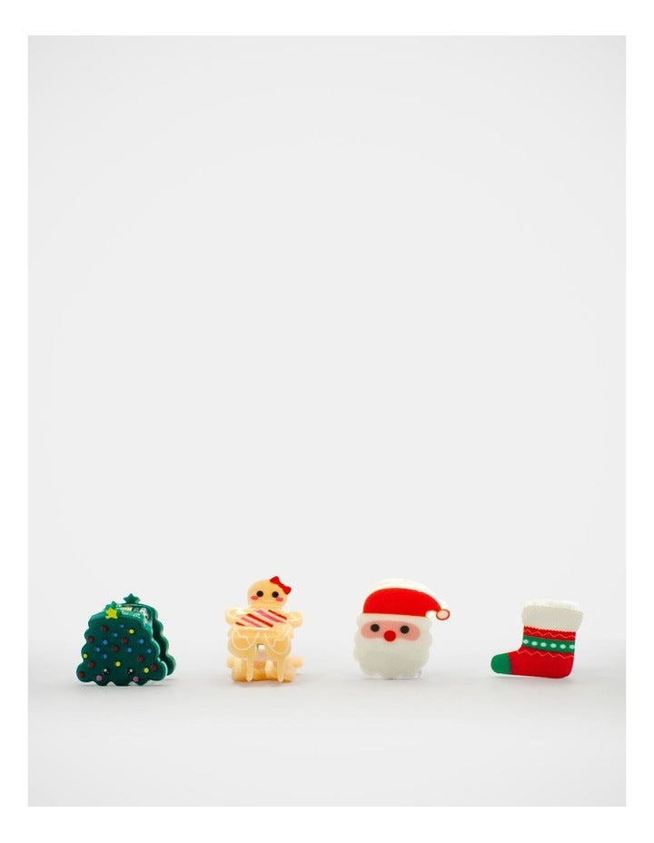 Christmas My Mini Claw Clip 4 Pack in Multi