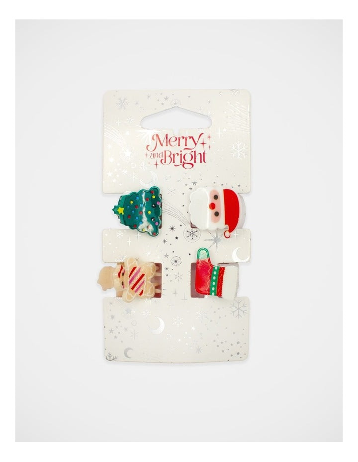 Christmas My Mini Claw Clip 4 Pack in Multi