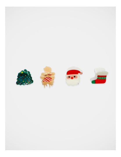 Christmas My Mini Claw Clip 4 Pack in Multi