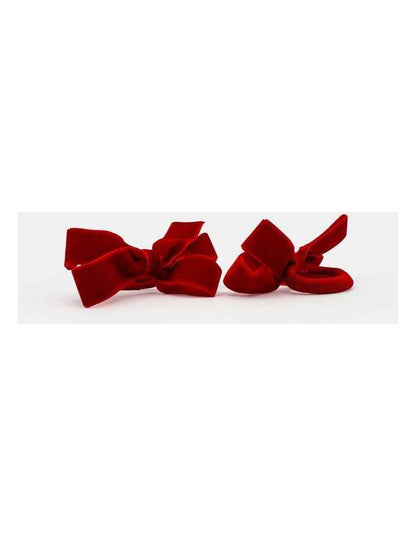 Christmas Velvet Bow Hair Tie 2 Pack in Red