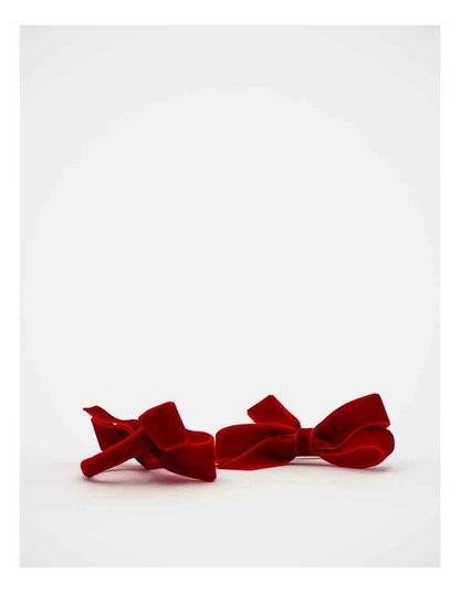 Christmas Velvet Bow Hair Tie 2 Pack in Red
