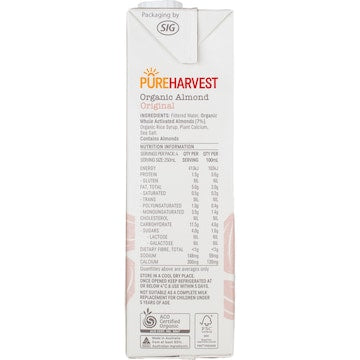 PureHarvest Organic Almond Original Long Life Milk UHT 1L