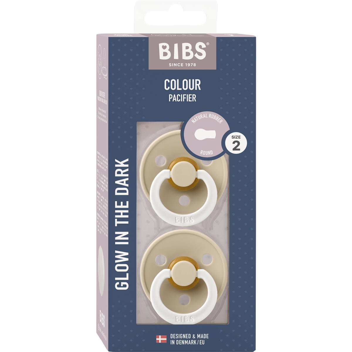 Bibs Colour Pacifier Glow In The Dark Size 2 Assorted 2 pack