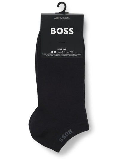 Low Cut Logo Sport Socks 5 Pack in Black