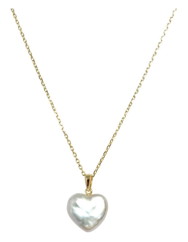 Unique Heart Pearl Pendant Necklace in Multi