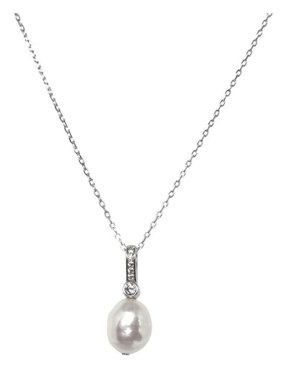 Brilliant Baroque Pearl Pendant Necklace in White