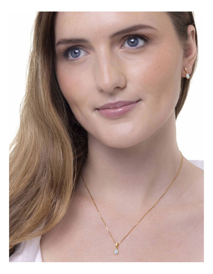 Dainty Opal Pendant in Gold
