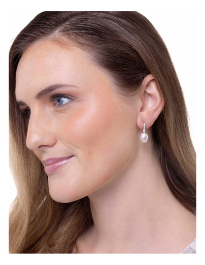 Brilliant Baroque Pearl Earrings in White