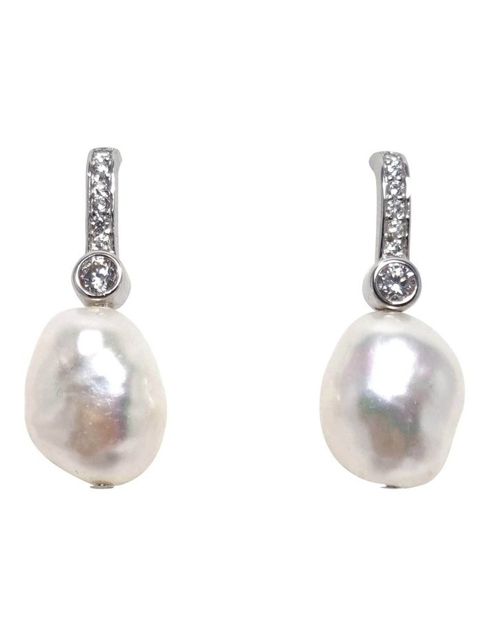 Brilliant Baroque Pearl Earrings in White