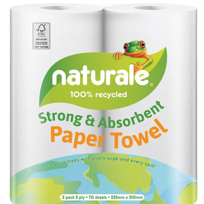 Naturale 100% Recycled Paper Towel 2 Ply 140 Sheets 2 Pack