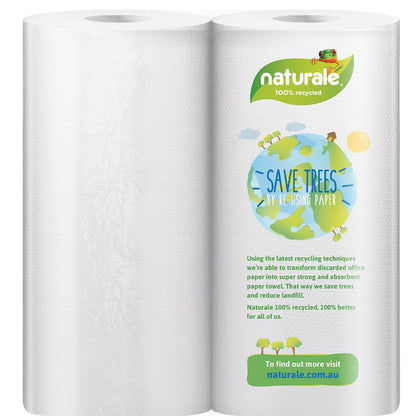 Naturale 100% Recycled Paper Towel 2 Ply 140 Sheets 2 Pack
