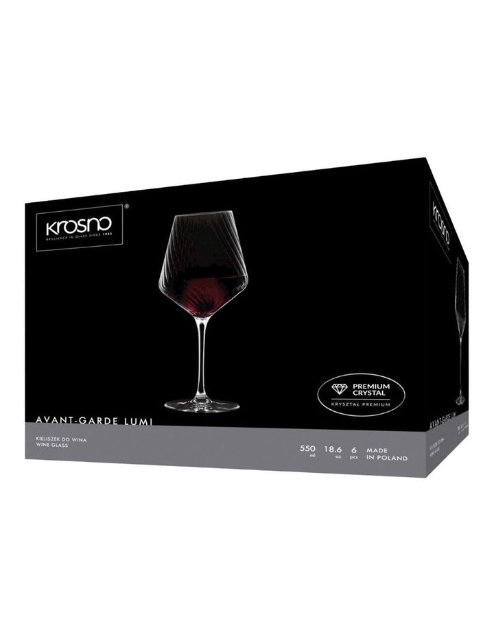 Avant Garde Lumi Wine Glass Set of 6 in Clear