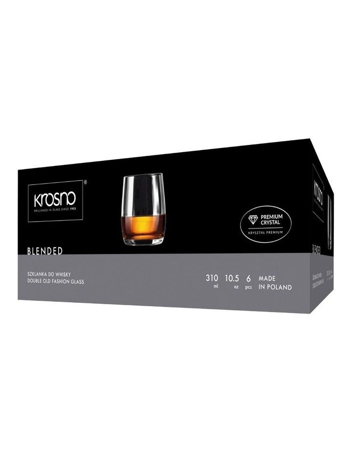 Blended Double Old Fashion Glass Set of 6 in Clear