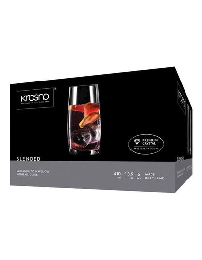Blended Highball Glass Set of 6 in Clear