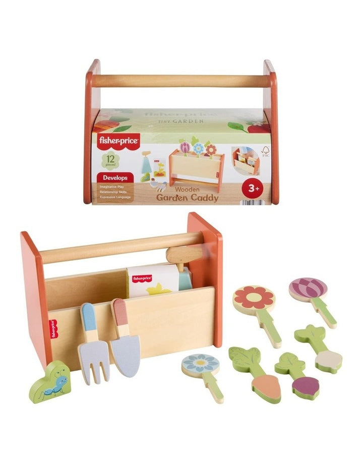 Tiny Wooden Garden Caddy Pretend Play Set