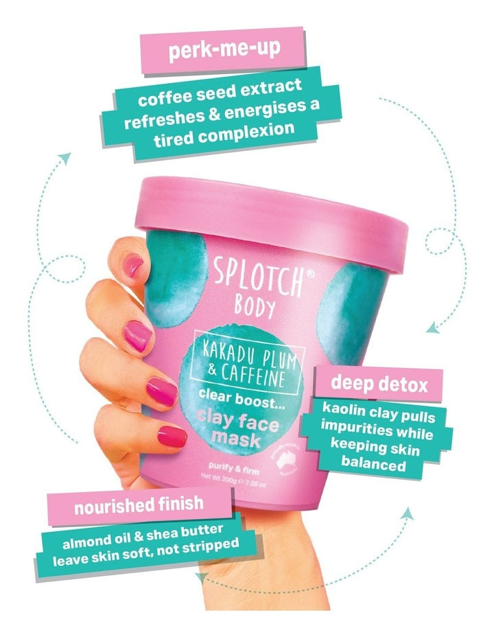 Kakadu Plum & Caffeine Clear Boost Clay Face Mask 200g