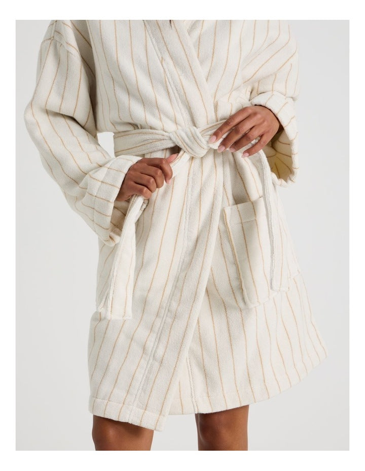 Pinstripe Bath Robe in Caramel
