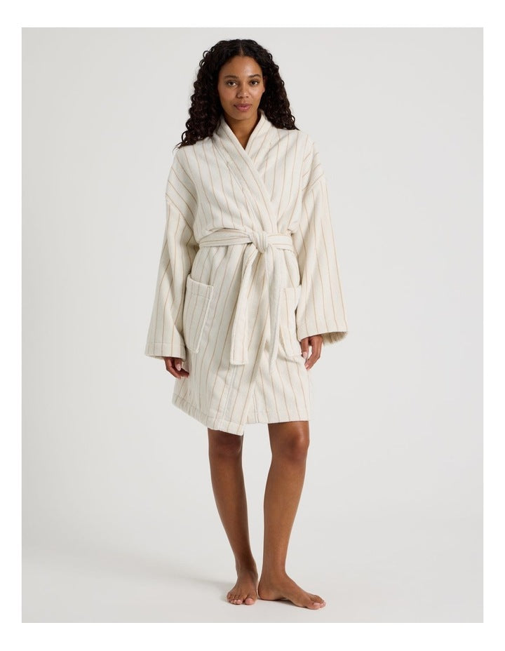 Pinstripe Bath Robe in Caramel
