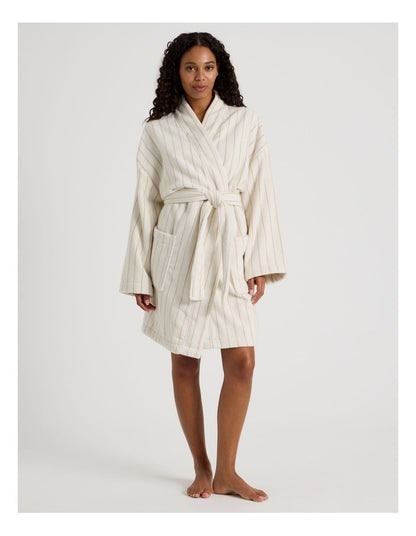 Pinstripe Bath Robe in Caramel