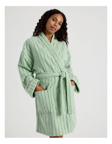 Pinstripe Bath Robe in Forest