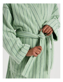 Pinstripe Bath Robe in Forest