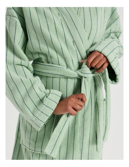 Pinstripe Bath Robe in Forest