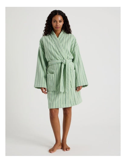 Pinstripe Bath Robe in Forest