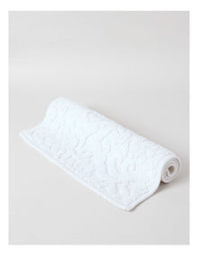 Floral Jacquard Bath Mat in Cream