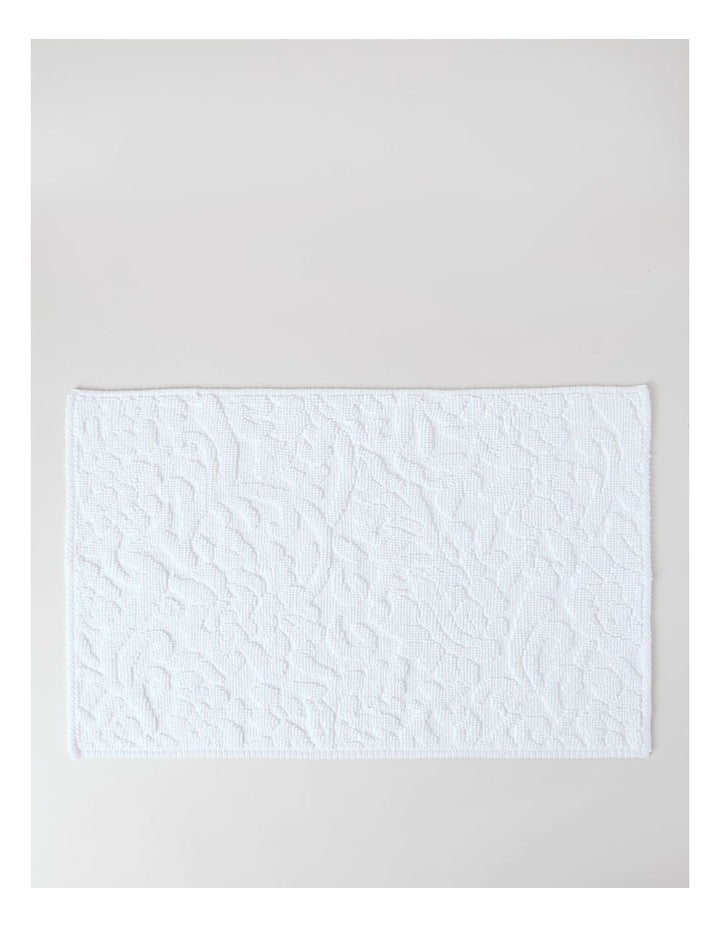 Floral Jacquard Bath Mat in Cream