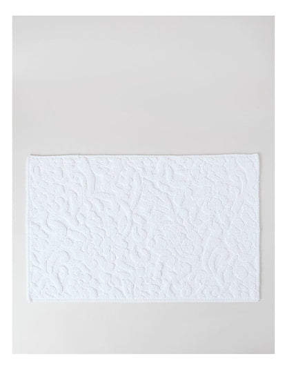 Floral Jacquard Bath Mat in Cream