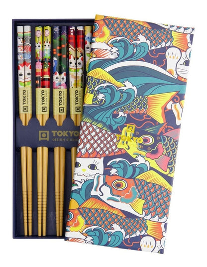 Lucky And Koinobori Chopstick Giftset 5 Piece in Assorted