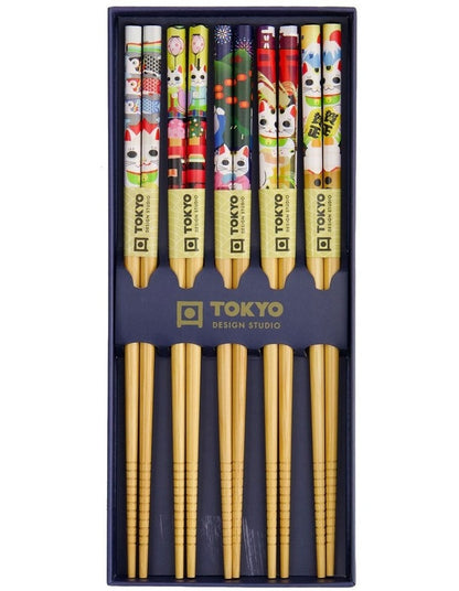 Lucky And Koinobori Chopstick Giftset 5 Piece in Assorted