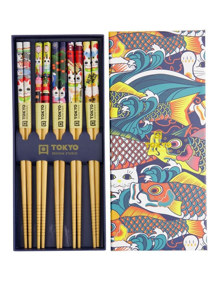 Lucky And Koinobori Chopstick Giftset 5 Piece in Assorted