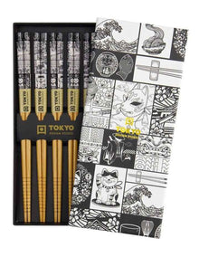 Tokyo Fan Chopstick Giftset 5 Piece in Black